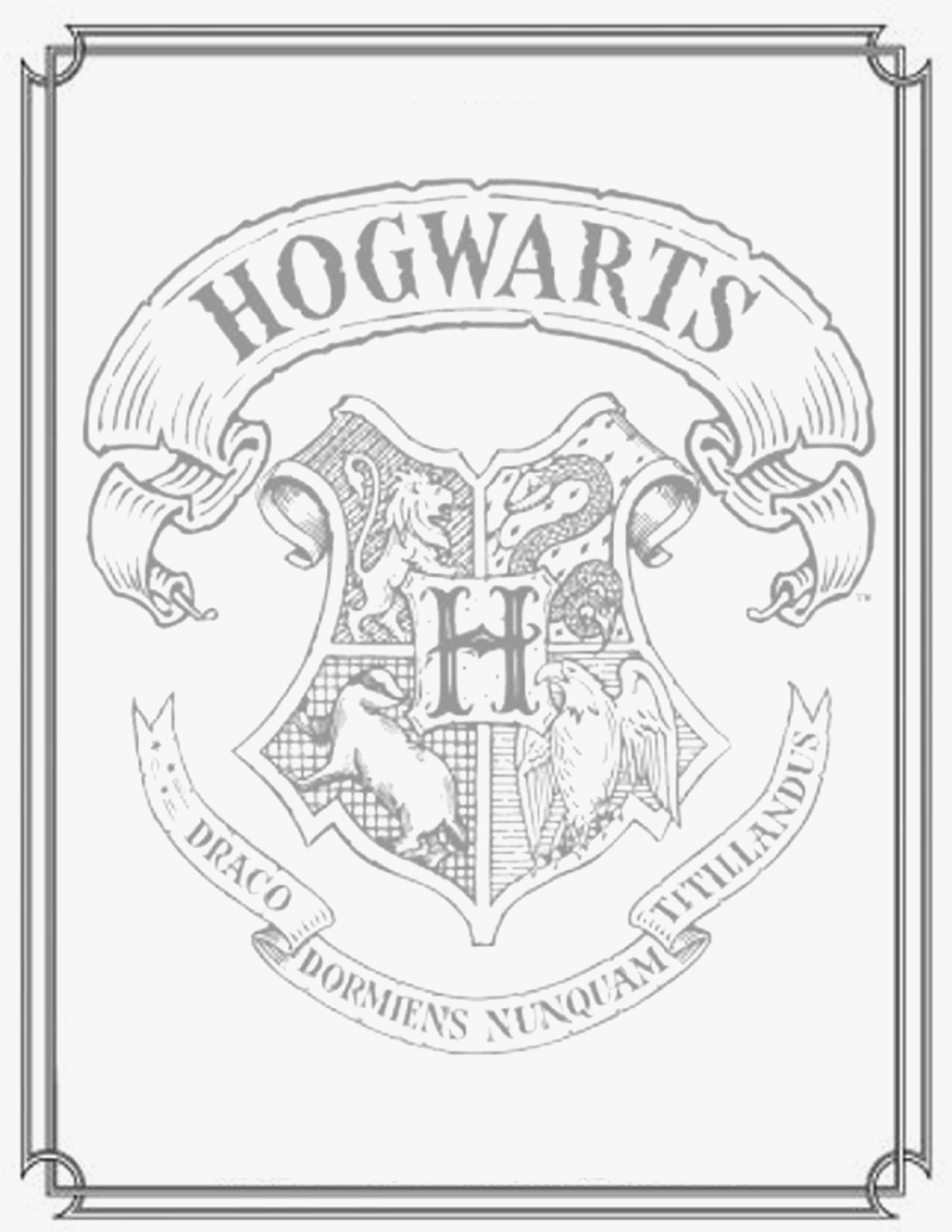 Stemma di Hogwarts in cornice Harry Potter da colorare