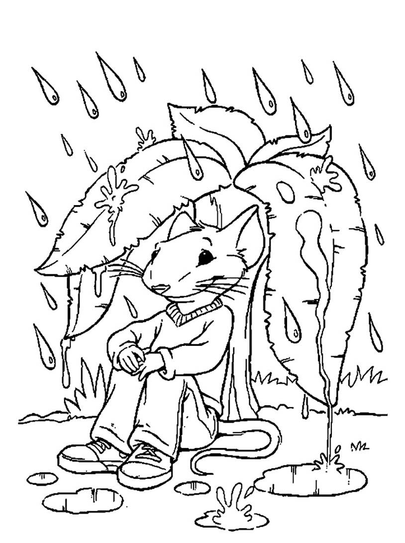 Stuart Little al riparo dalla pioggia disegno da stampare e da colorare gratis