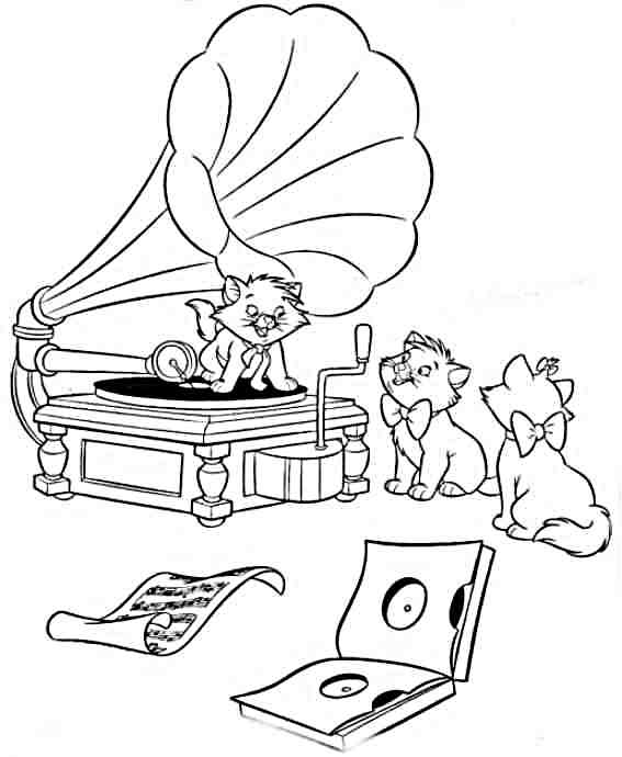 Sul grammofono disegni da colorare gratis