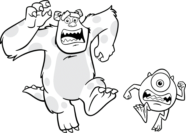 Sulley e Mike in fuga disegni da colorare Monsters and Co