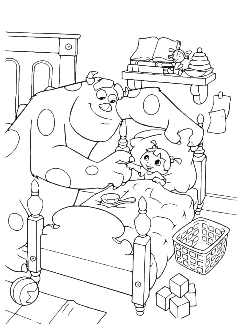 Sulley e la bimba Boo disegni da colorare per i bambini