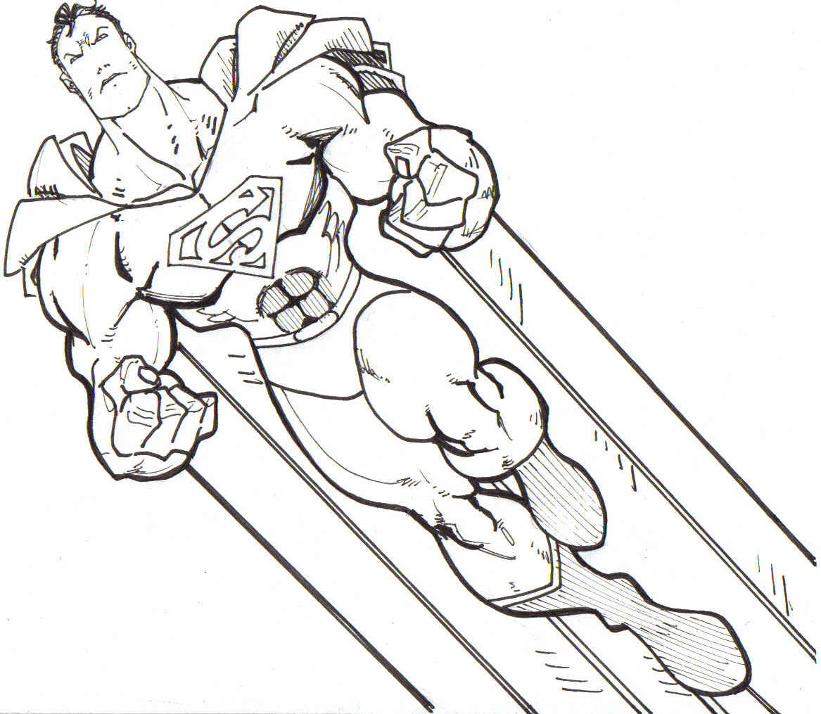 Superman in volo diagonale disegno da colorare gratis