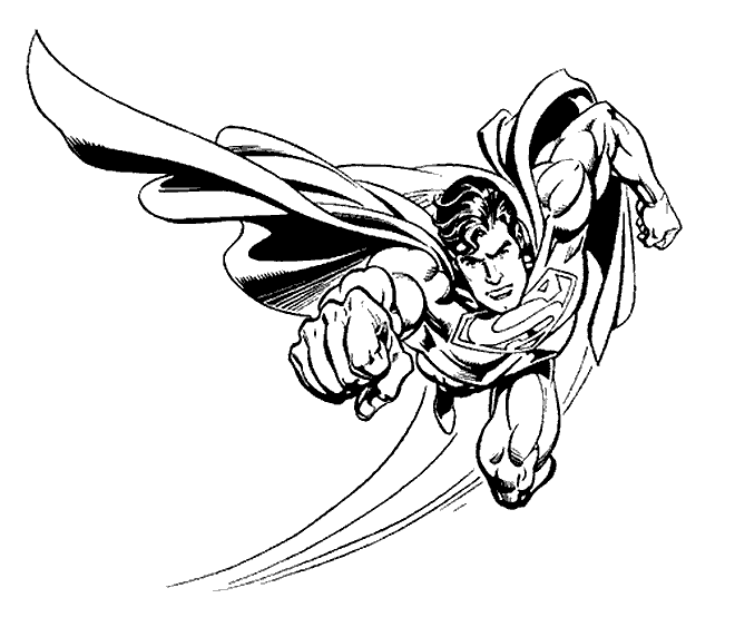 Superman in volo sulle case disegno da colorare gratis