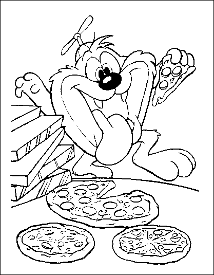 Taz e la pizza disegni da colorare gratis