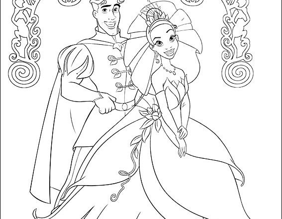 Tiana e Naveen la principessa e il ranocchio disegni gratis da colorare