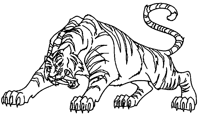 Tigre molto feroce disegni da colorare per bambini
