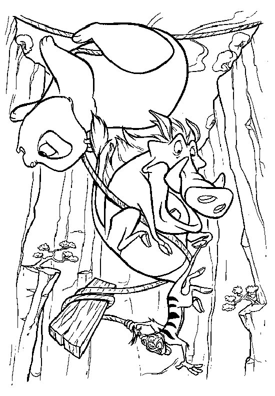 Timon e Pumba nei guai disegni da colorare gratis