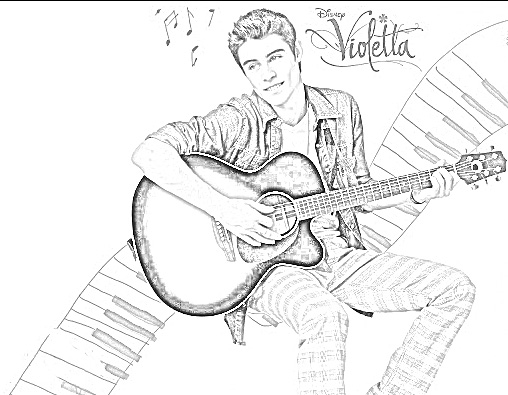 Tomas che suona la chitarra disegni da colorare di Violetta