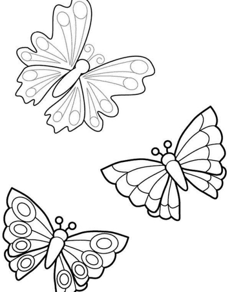 Tre farfalle carine disegno da colorare per bambini