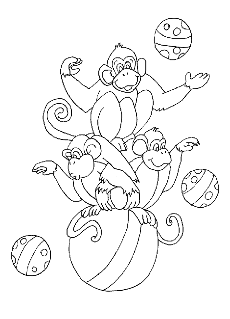 Tre scimmie da colorare disegno gratis