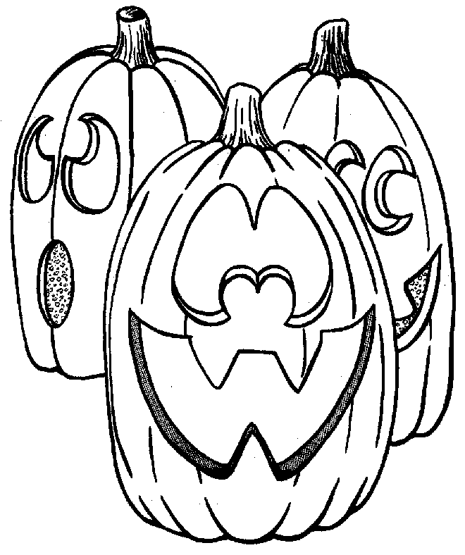 Tre zucche di Halloween da colorare per bambini