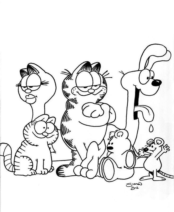 Tutti i personaggi di Garfield disegni da colorare