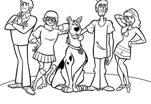 Tutti i protagonisti di Scooby Doo disegno da colorare