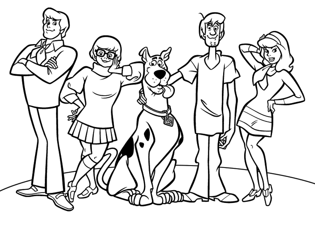 Tutti i protagonisti di Scooby Doo disegno da colorare