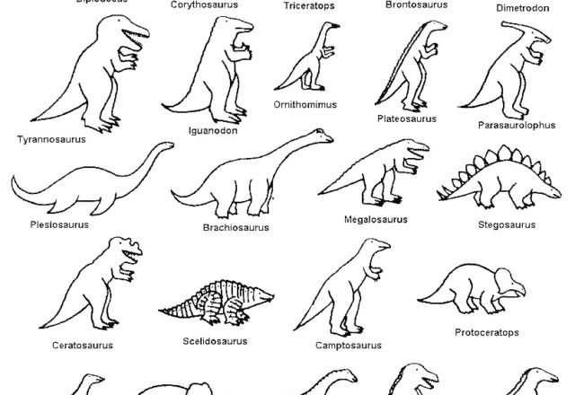 Tutti i tipi di dinosauri della preistoria da colorare