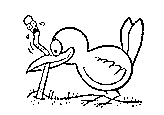 Uccellino che mangia il verme disegno da colorare