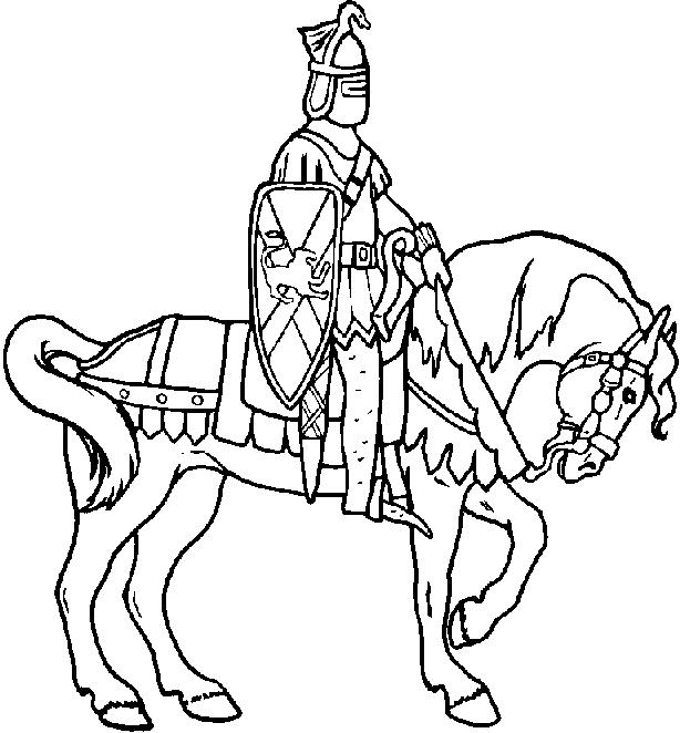 Un cavaliere a cavallo disegno da colorare gratis