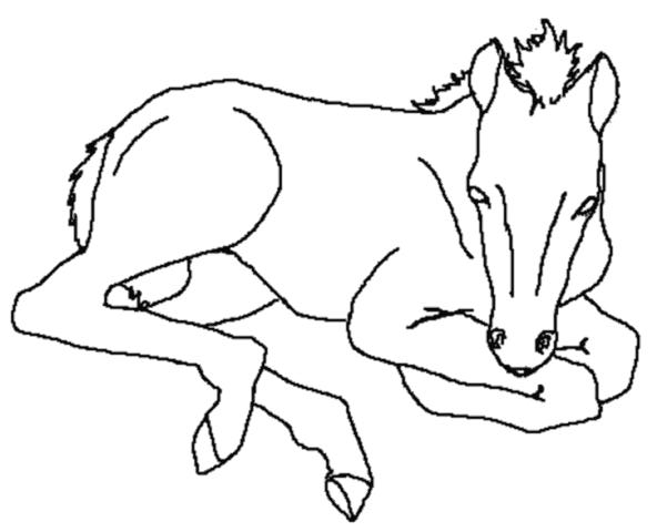 Un cavallo che riposa disegno da colorare gratis
