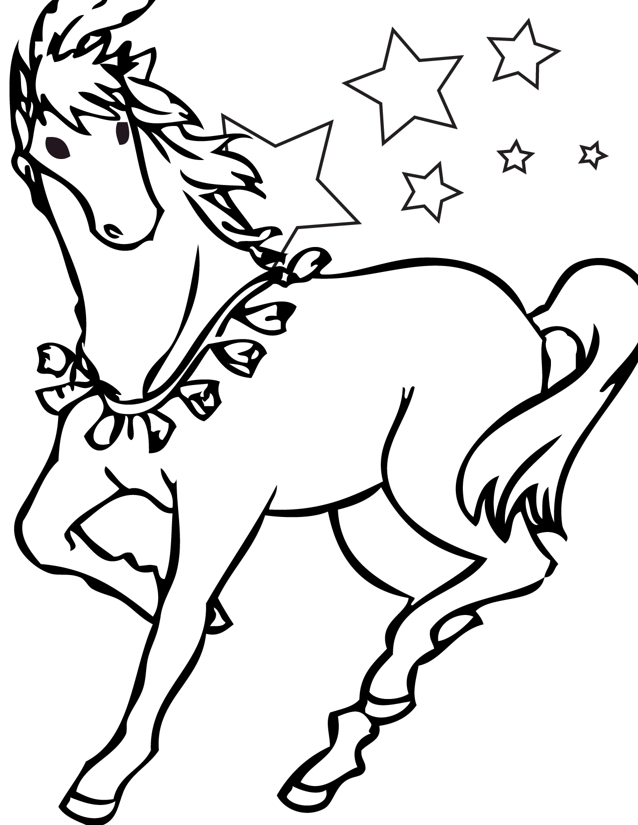 Un cavallo con le stelle disegno da colorare gratis