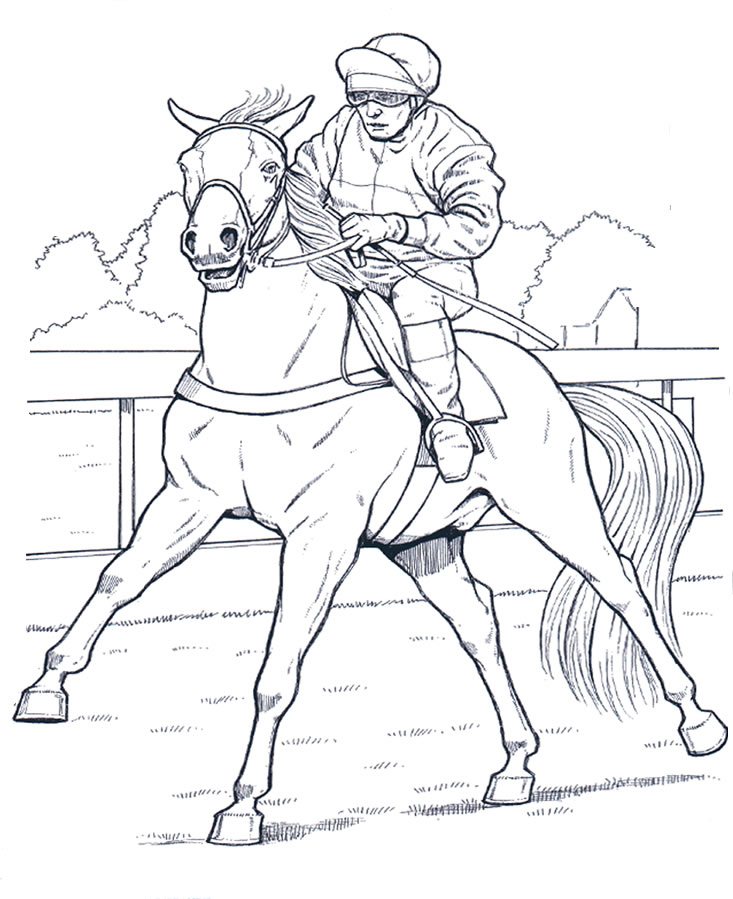 Un cavallo e il suo fantino disegno da stampare e da colorare
