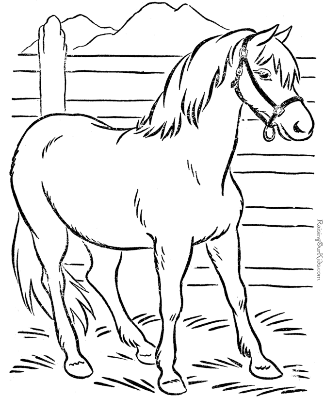 Un cavallo nel recinto disegno da colorare gratis