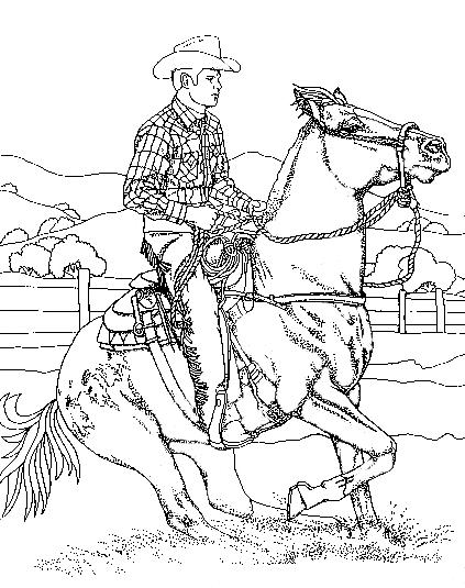 Un cowboy che doma il suo cavallo disegno da colorare gratis