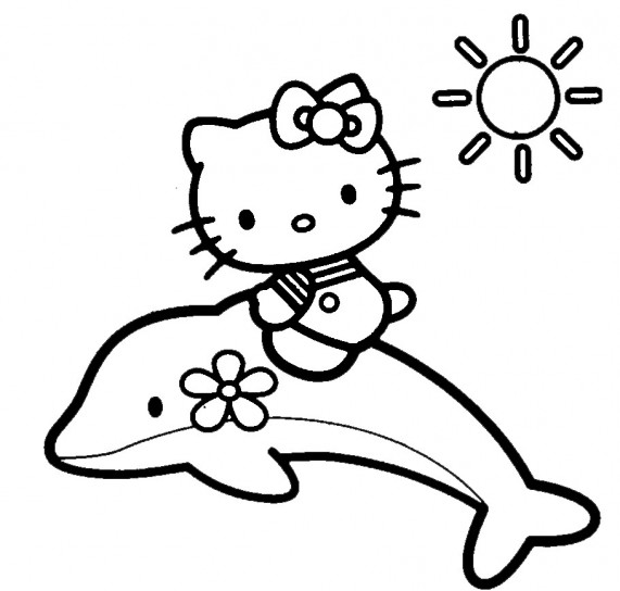Un delfino ed Hello Kitty disegno da colorare