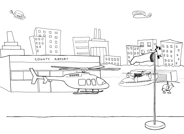 Un elicottero in aeroporto disegno da colorare gratis
