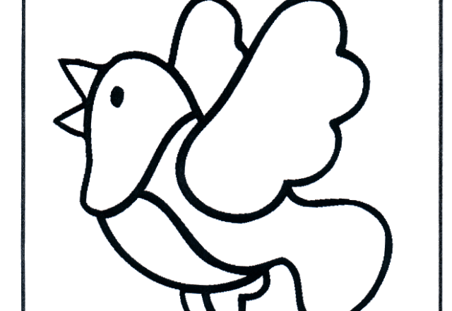 Un facile disegno da colorare per bambini di un uccello