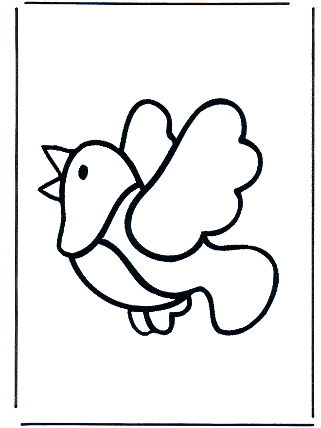 Un facile disegno da colorare per bambini di un uccello