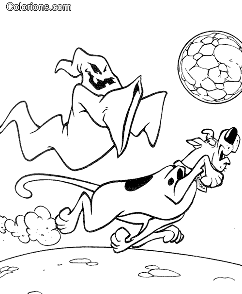 Un fantasma insegue Scooby Doo disegno da colorare