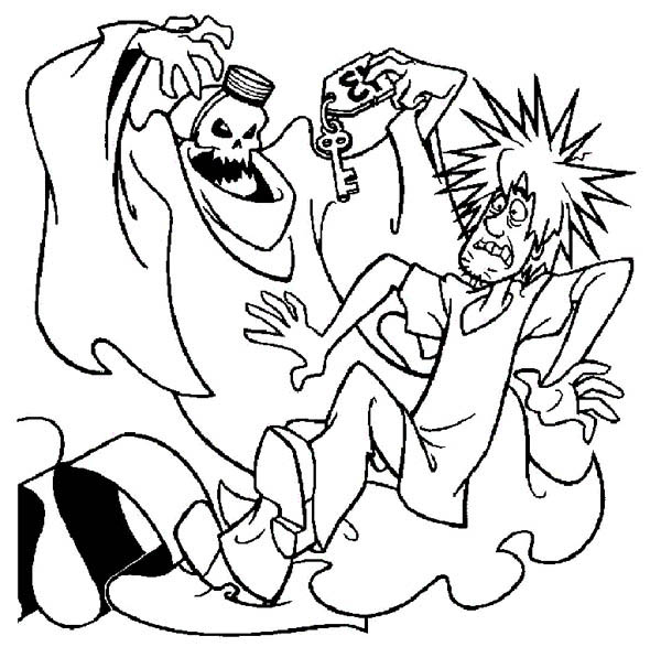 Un fantasma spaventa Shaggy disegno da colorare Scooby Doo