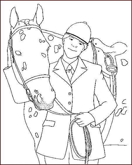 Un fantino e il suo cavallo disegno da colorare