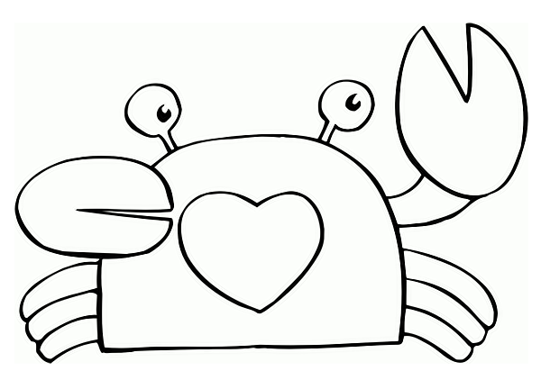Un granchio col cuore da colorare gratis per bambini