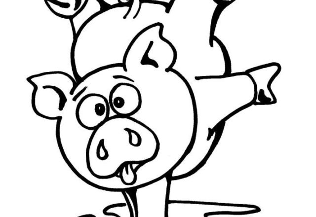 Un maiale acrobata disegno da colorare per bimbi