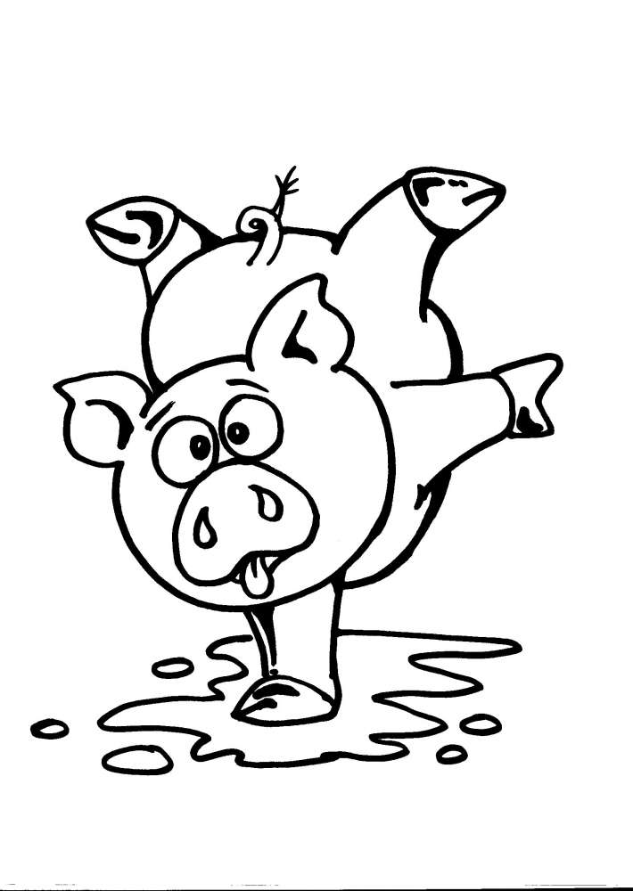 Un maiale acrobata disegno da colorare per bimbi