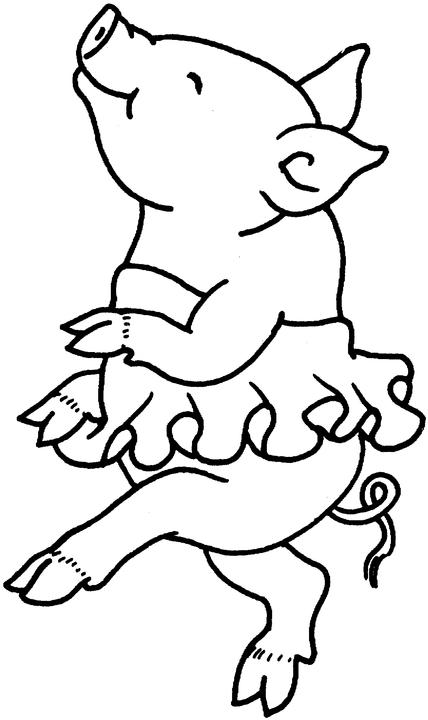 Un maiale con il tutù disegno da colorare