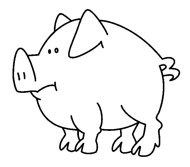 Un maiale di forma rotonda disegno da colorare