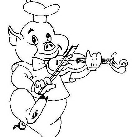 Un maiale musicista suona il violino disegno da colorare