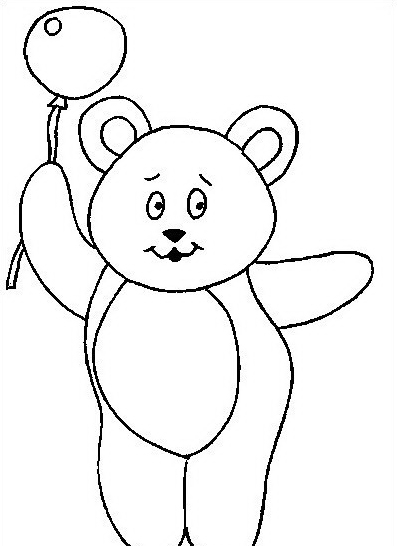 Un orsetto con il palloncino disegno da colorare