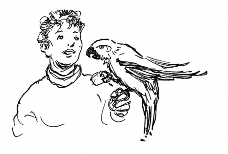 Un pappagallo e il suo padrone disegni da colorare