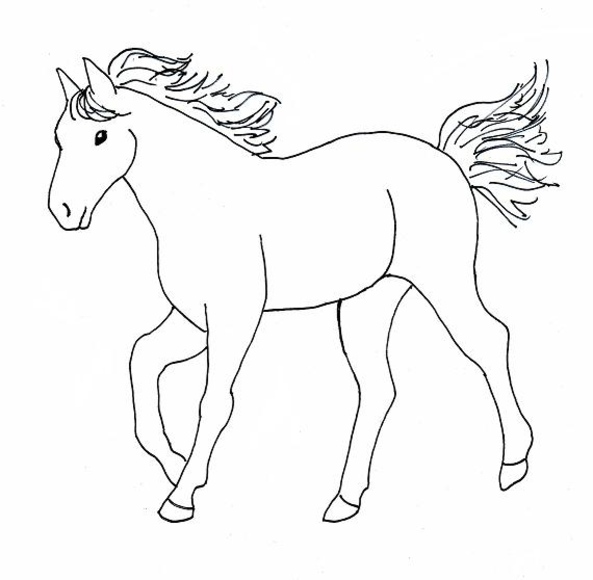 Un semplice disegno da colorare di un cavallo