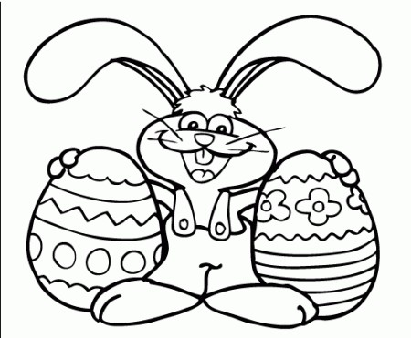 Un simpatico coniglio e due uova di Pasqua da colorare