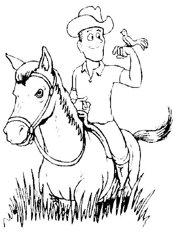 Un uomo a cavallo disegno da colorare gratuito