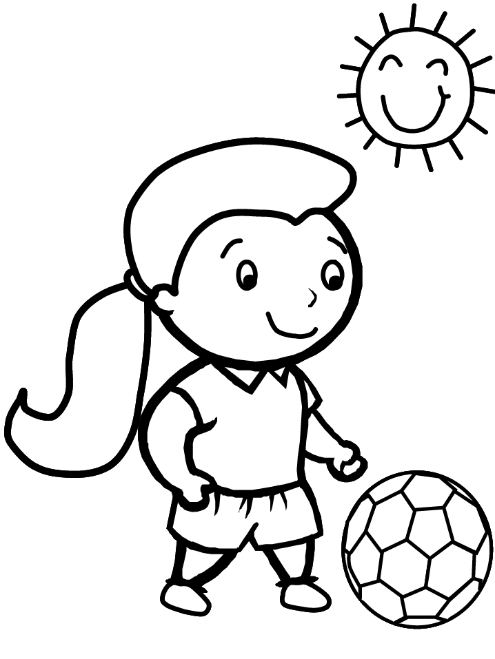 Una bambina un sole e un pallone da calcio