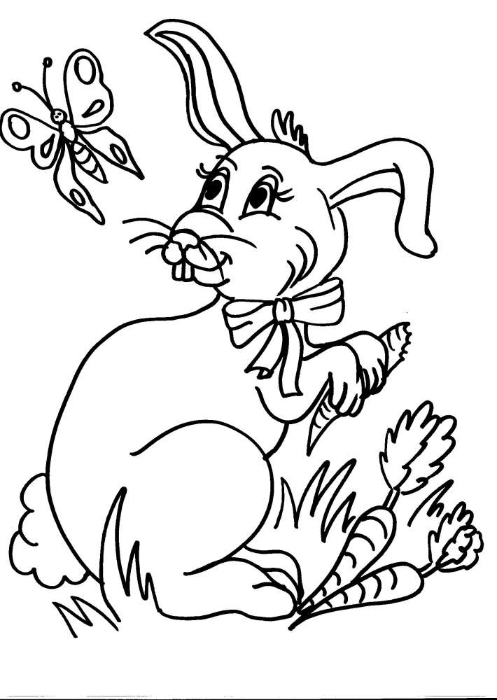 Una coniglietta e le carote disegno da colorare gratis