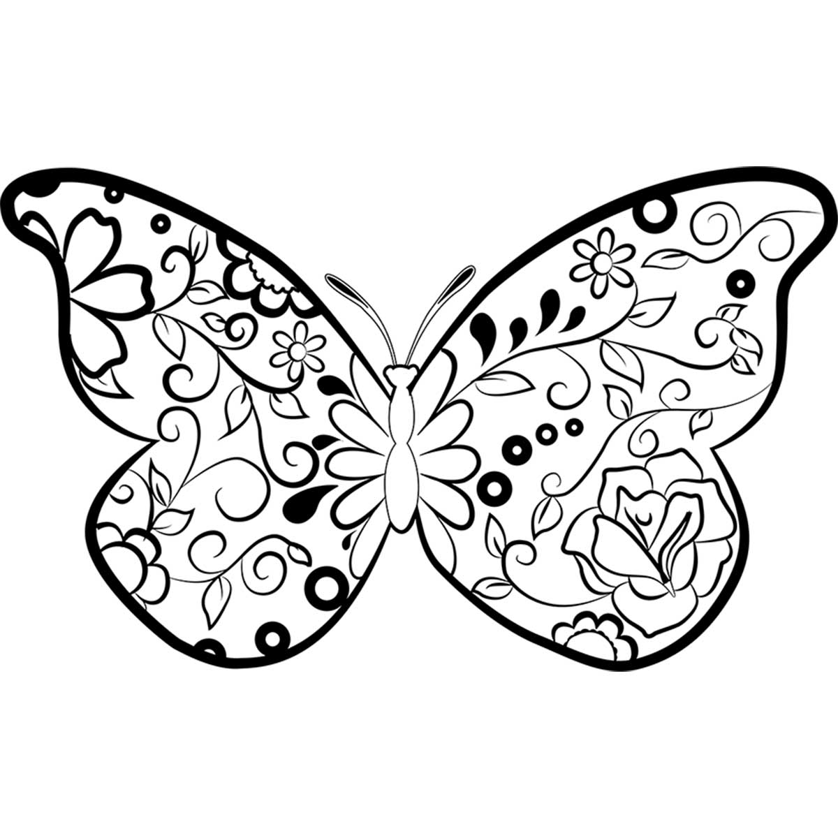 Una farfalla con pelle a motivo floreale disegno da colorare