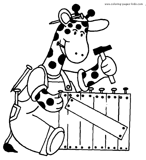 Una giraffa che ripara lo steccato disegno da colorare gratis