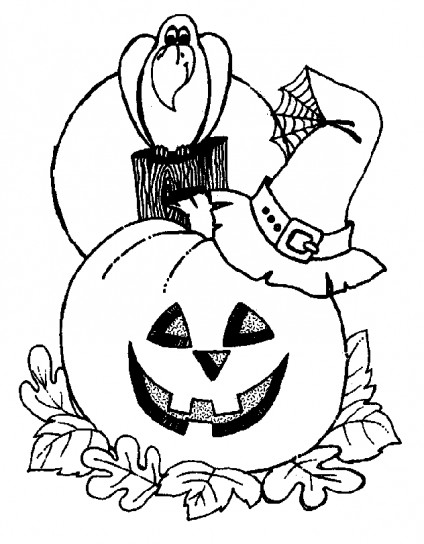 Una zucca col cappello disegno da colorare Halloween