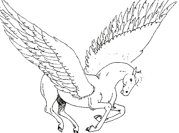 Unicorno con le ali disegno da colorare difficile